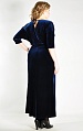 Вечернее синее платье длины макси 13358-14 бархатное с рукавом три четверти купить оптом в FORUS