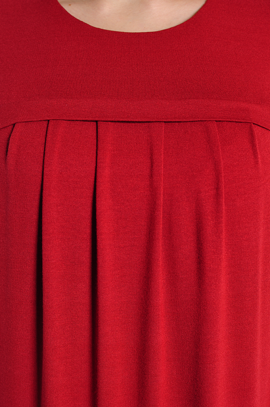 Красное платье свободного кроя 3350-67 с карманами и рукавами на резинке купить оптом в FORUS