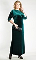 Вечернее зеленое платье длины макси 13358-32 бархатное с рукавом три четверти купить оптом в FORUS