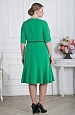 Зеленое платье 8086-9 с тонким черным поясом и юбкой годе купить оптом в FORUS