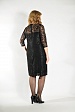 Черное кружевное платье 8065-1 с круглым воротником и рукавами три четверти купить оптом в FORUS