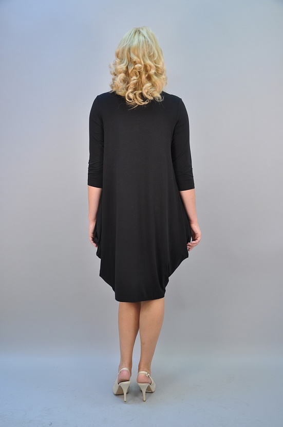 Легкое черное летнее платье 3187-1 с коротким рукавом и широкой юбкой колокольчик купить оптом