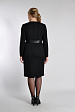 Черное платье 3355-1 с запахом, длинным рукавом и кожаным поясом купить оптом в FORUS