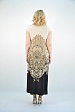 Черно-белое легкое платье 3268-A с золотым орнаментом, длина макси, короткий рукав купить оптом в FORUS