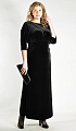 Вечернее черное платье длины макси 13358-1 бархатное с рукавом три четверти купить оптом в FORUS