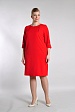 Красное платье-футляр 3375-9 с кружевными элементами у ворота и на рукавах купить оптом в FORUS