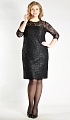 Черное кружевное платье с люрексом 8065/11 и рукавами три четверти купить оптом в FORUS