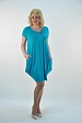 Легкое голубое летнее платье 3187к-49 с коротким рукавом, карманами и широкой юбкой купить оптом