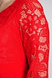 Красное приталенное платье 3357-50 с кружевными рукавами по локоть купить оптом в FORUS
