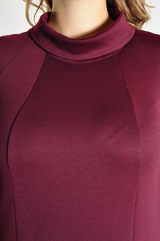 Темно-вишневое платье 8186-26 с хомутом и молниями на подоле купить оптом в FORUS