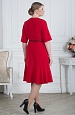 Красное платье 8086-53 с тонким черным поясом и юбкой годе купить оптом в FORUS