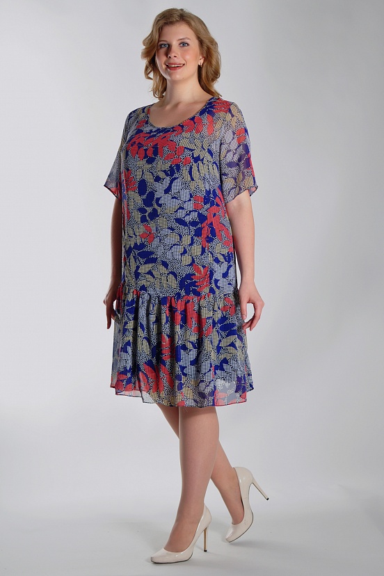 Разноцветное платье полупрозрачное 8106-C с круглым воротом купить в FORUS
