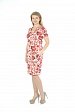 Красно-белое платье 3319-A с треугольной талией и коротким рукавом купить оптом в FORUS