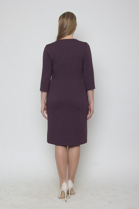 Фиолетовое платье 3314-29 с белой вставкой на груди и рукавом три четверти купить оптом в FORUS