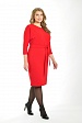 Однотонное красное платье миди 13252-50 с рукавом летучая мышь и поясом купить оптом в FORUS