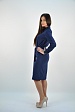 Синее платье-рубашка 5006-28 с поясом на талии с длинными рукавами на манжетах купить оптом в FORUS