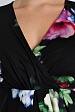 Платье свободное чёрного цвета в цветочек 3347-А и рукавами три четверти купить оптом в FORUS