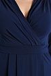 Темно-синее длинное платье 8042-53 с воротником запах и рукавами три четверти купить оптом в FORUS