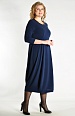 Темно-синее платье 8081/13 миди с округлым воротом и глубокими складками от пояса купить в FORUS