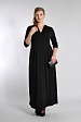 Черное длинное платье 8042-1 с воротом запах и рукавами три четверти купить оптом в FORUS