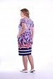 Фиолетовое платье в цветочек 3387-В с короткими рукавами купить оптом в FORUS
