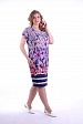Фиолетовое платье в цветочек 3387-В с короткими рукавами купить оптом в FORUS