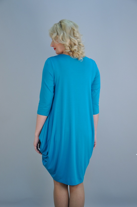 Легкое голубое летнее платье 3187-49 с коротким рукавом и широкой юбкой колокольчик купить оптом