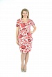 Красно-белое платье 3319-A с треугольной талией и коротким рукавом купить оптом в FORUS