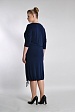 Темно-синее платье баллон 8014-3 с рукавами три четверти и шнуром на поясе купить в FORUS