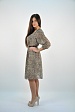 Леопардовое полупрозрачное платье 5005-А с поясом и рукавом три четверти купить оптом в FORUS