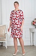 Красное платье с белыми цветами 8104-А прямое купить оптом в FORUS