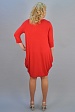 Красное трикотажное платье-баллон 3187-32 с декоративными пуговицами на вороте купить оптом в FORUS